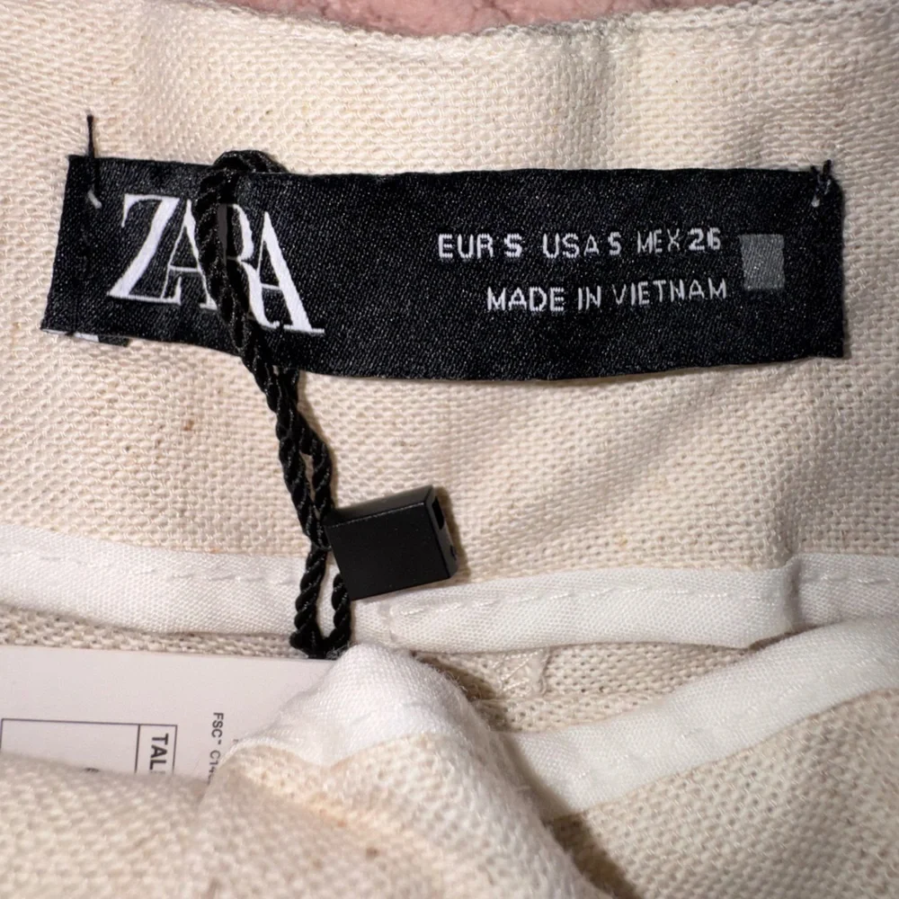 Zara Cotton Linen Blend Pleated Tie-Front Pants | Size Small | NWT